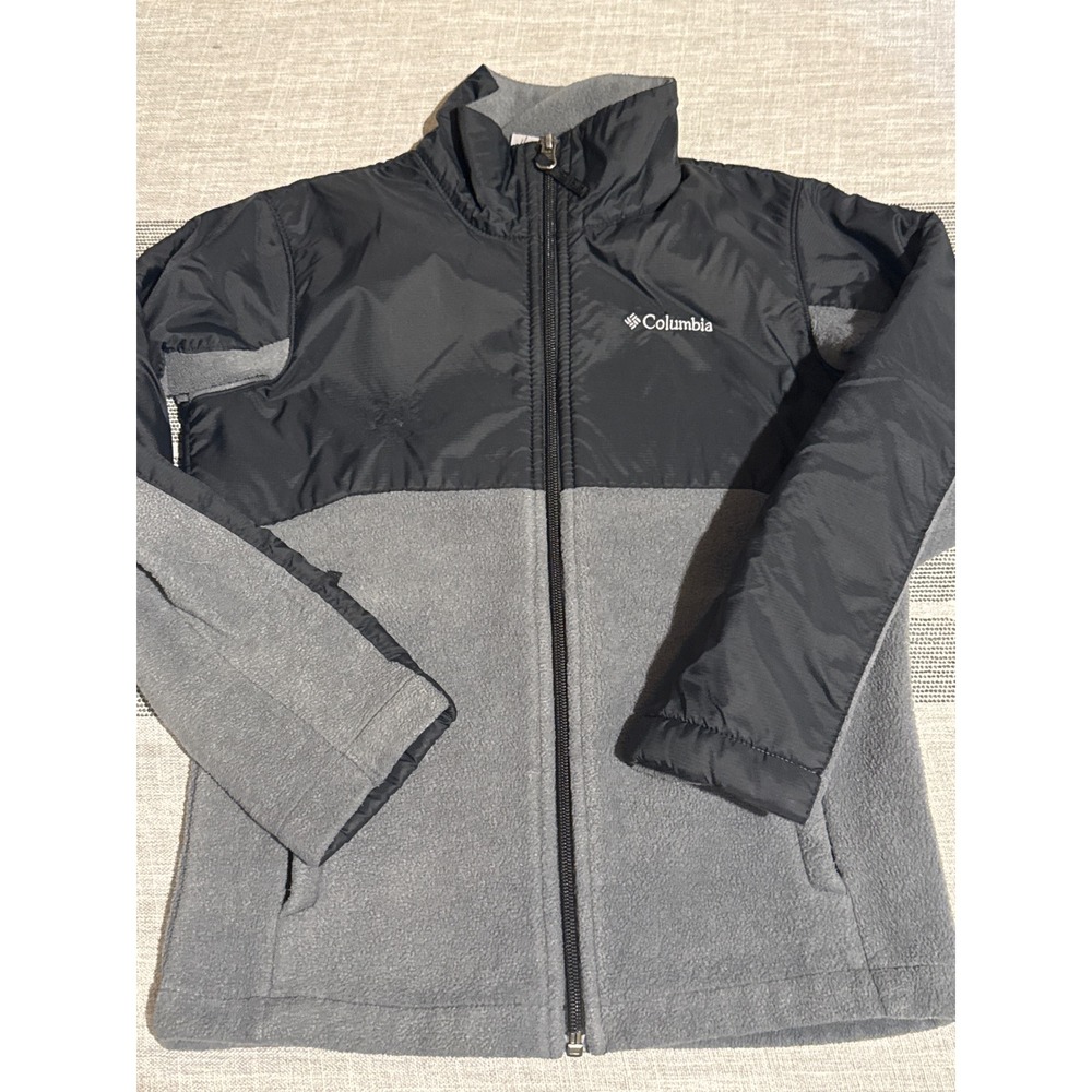 Columbia Kids Fleece Jacket Black Gray‎ Zip Up Size S size 5 Outdoor Adventure